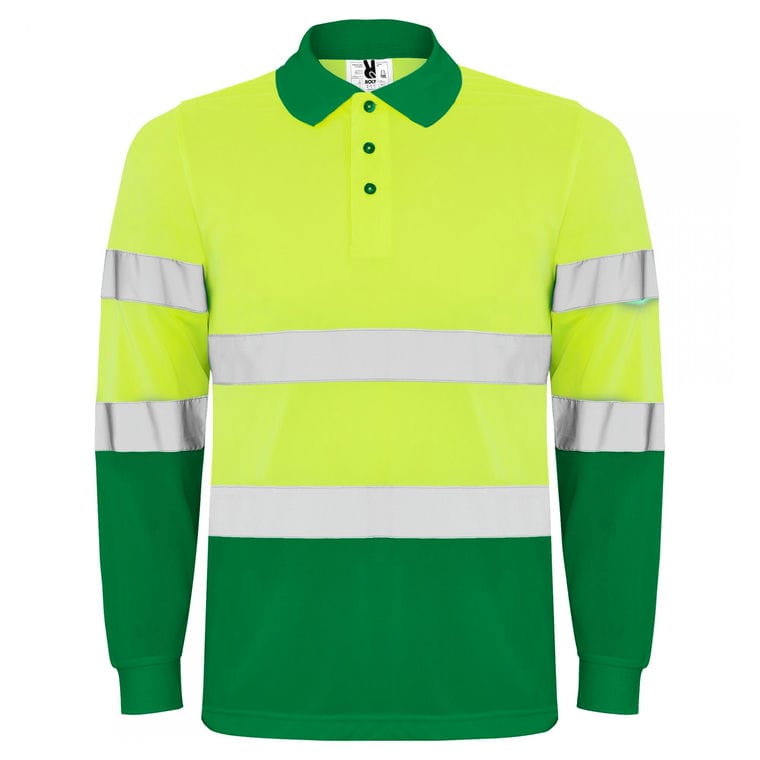 Tricou polo mânecă lungă cu bandă reflectorizantă POLARIS L/S VERDE GRĂDINĂ VERDE GRĂDINĂ 3XL