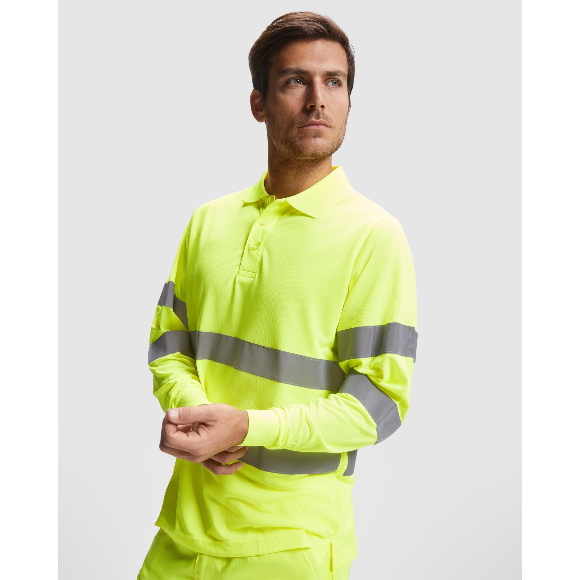 Tricou polo mânecă lungă cu bandă reflectorizantă PolarIS L/S GALBEN FLUORESCENT 3XL