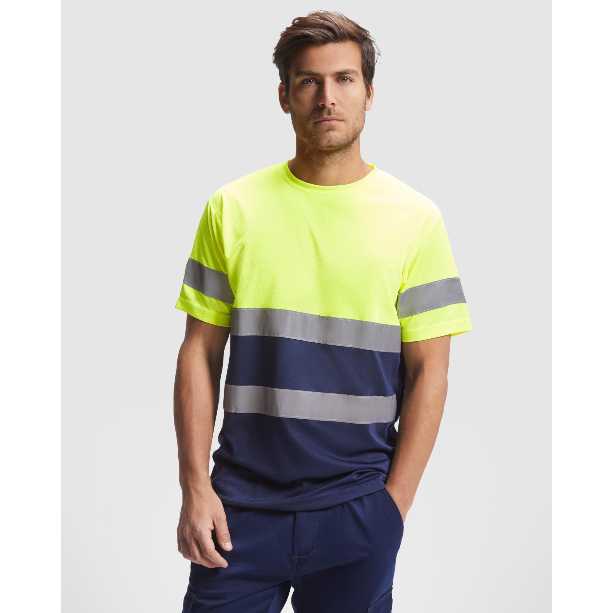 Tricou cu bandă reflectorizană DELTA ROJO LABORAL GALBEN FLUORESCENT L