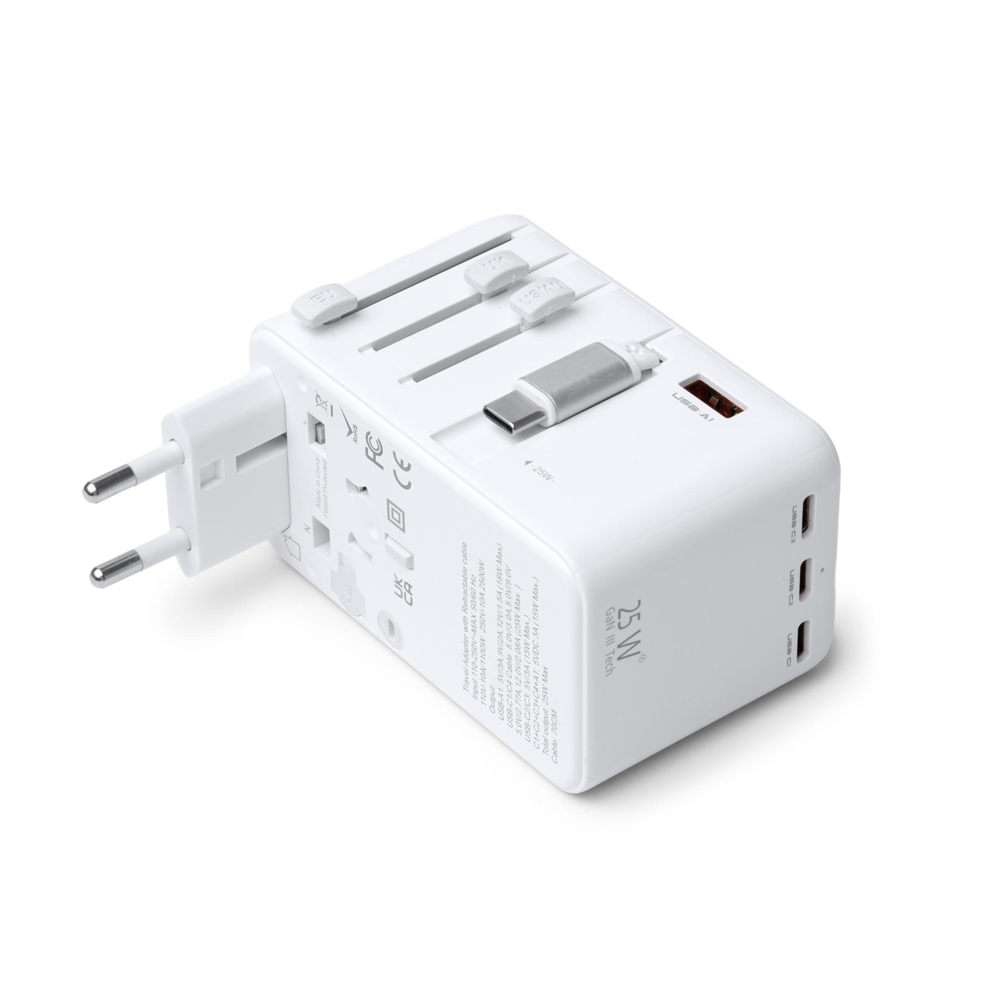Adaptor călătorie Nexar ALB Marime universala