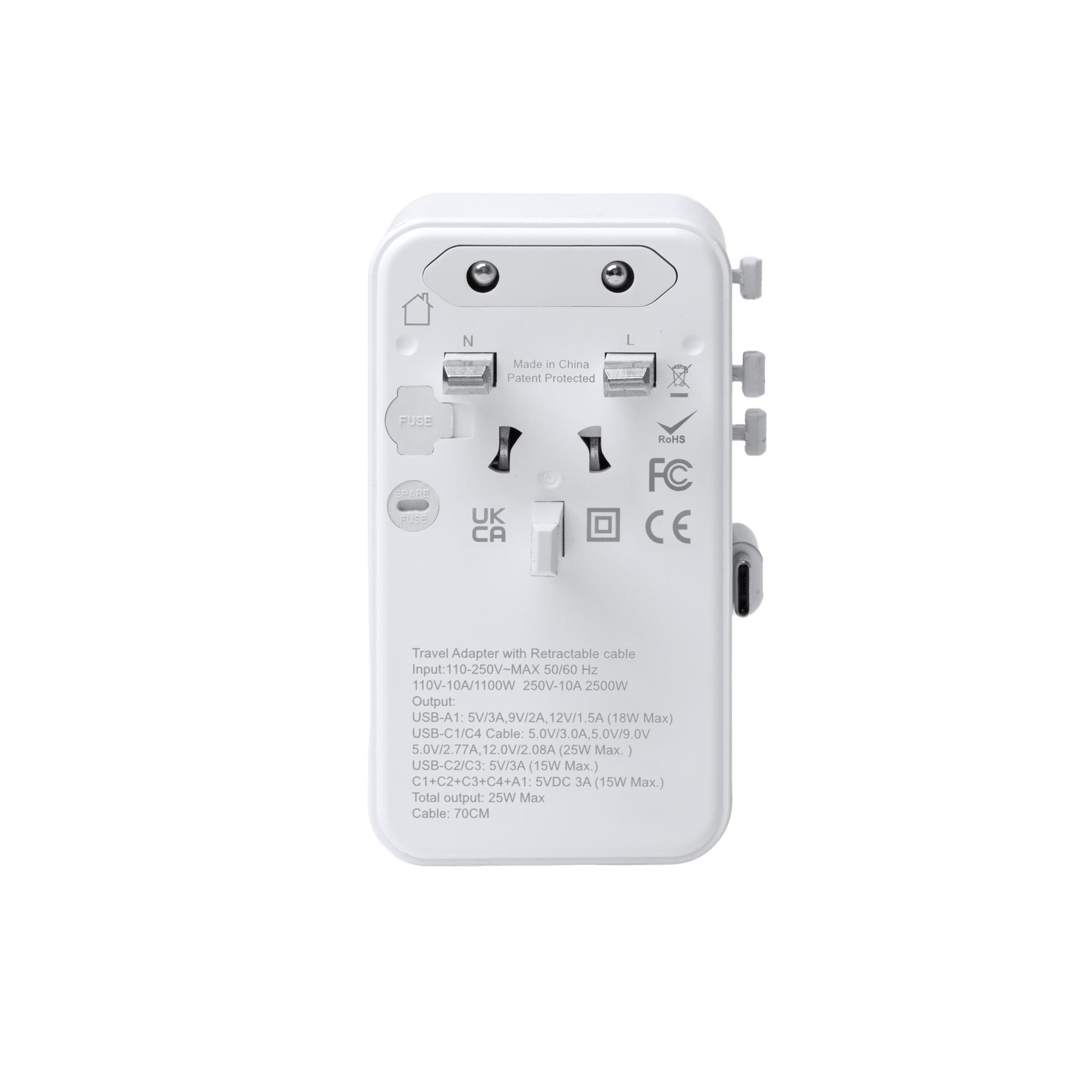 Adaptor călătorie Nexar ALB Marime universala