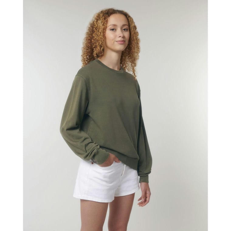 Bluză cu guler rotund Unisex Matcher Vintage G. Dyed Khaki M