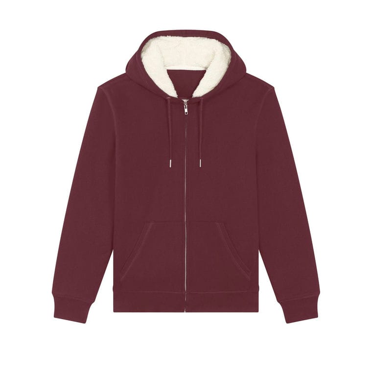 Hanorac cu glugă unisex cu fermoar Hygger Sherpa Burgundy