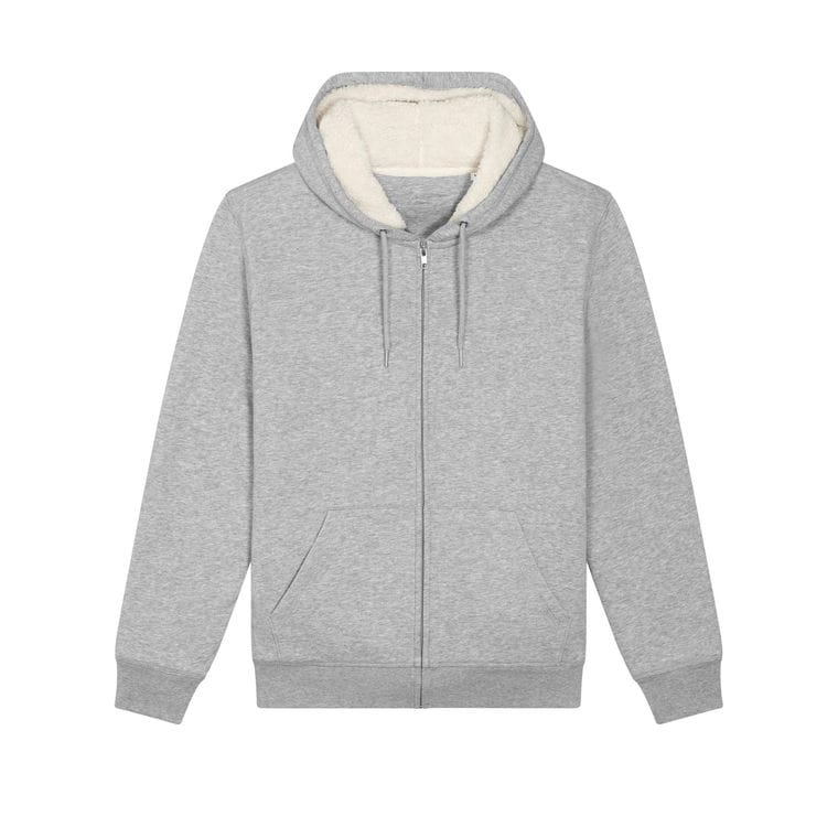 Hanorac cu glugă unisex cu fermoar Hygger Sherpa Heather Grey