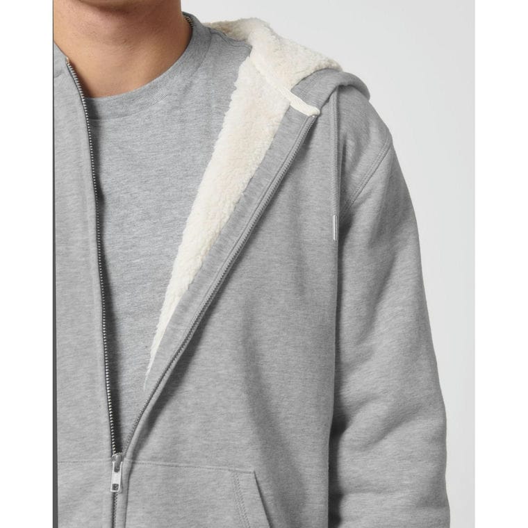 Hanorac cu glugă unisex cu fermoar Hygger Sherpa Heather Grey XS