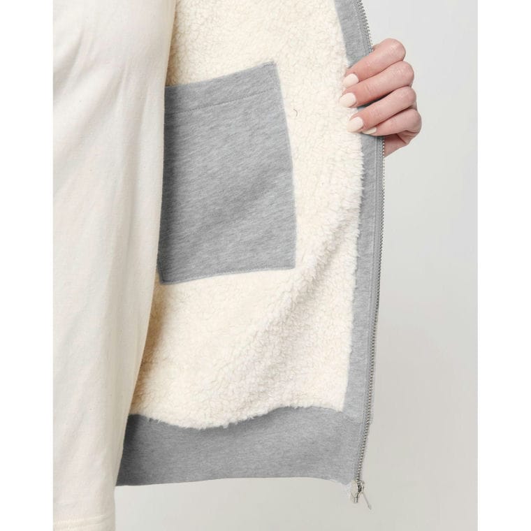 Hanorac cu glugă unisex cu fermoar Hygger Sherpa Heather Grey XS