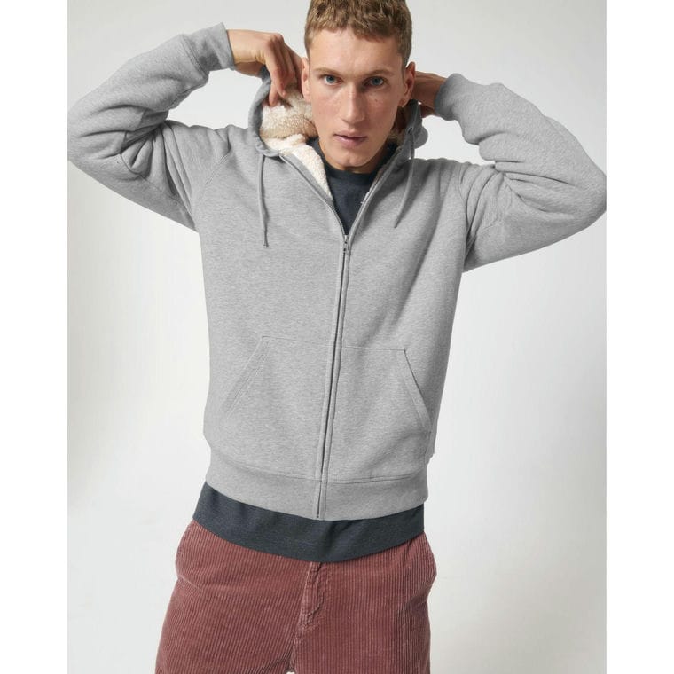 Hanorac cu glugă unisex cu fermoar Hygger Sherpa Heather Grey XS