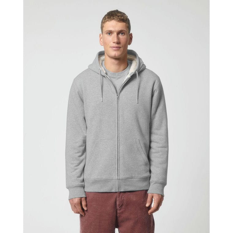 Hanorac cu glugă unisex cu fermoar Hygger Sherpa Heather Grey XS