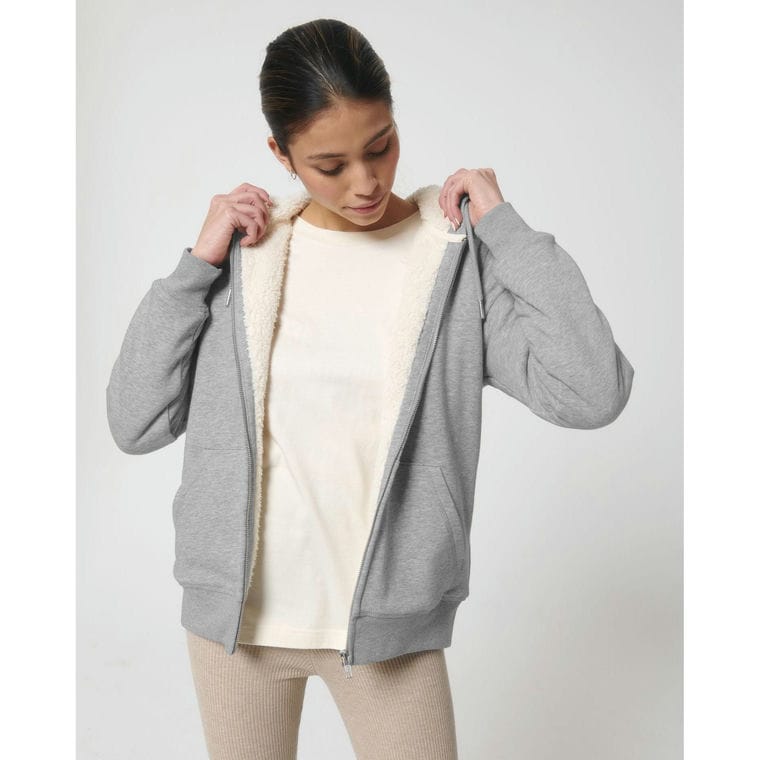 Hanorac cu glugă unisex cu fermoar Hygger Sherpa Heather Grey XS