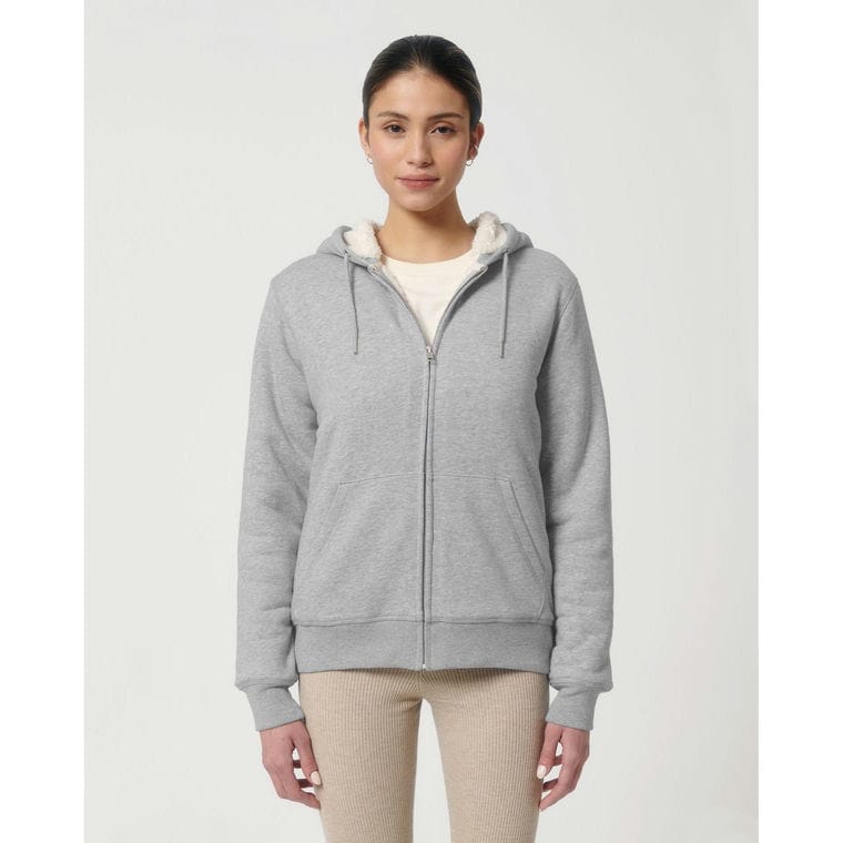 Hanorac cu glugă unisex cu fermoar Hygger Sherpa Heather Grey XS