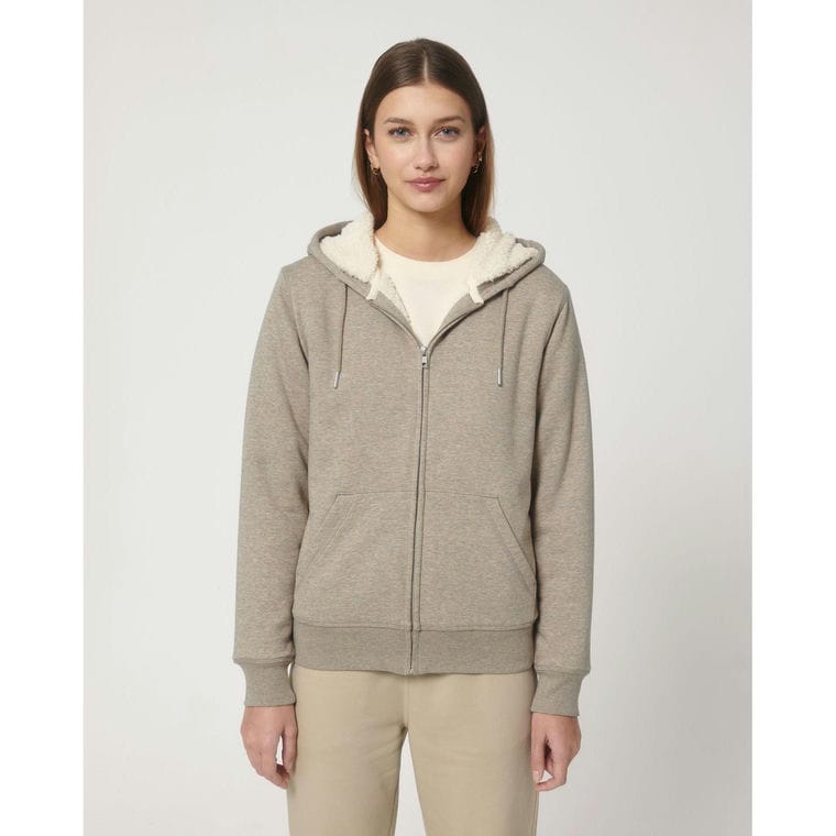 Hanorac cu glugă unisex cu fermoar Hygger Sherpa Heather Sand M