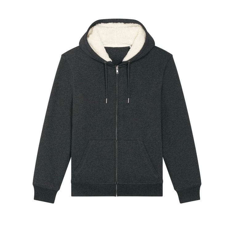 Hanorac cu glugă unisex cu fermoar Hygger Sherpa Dark Heather Grey