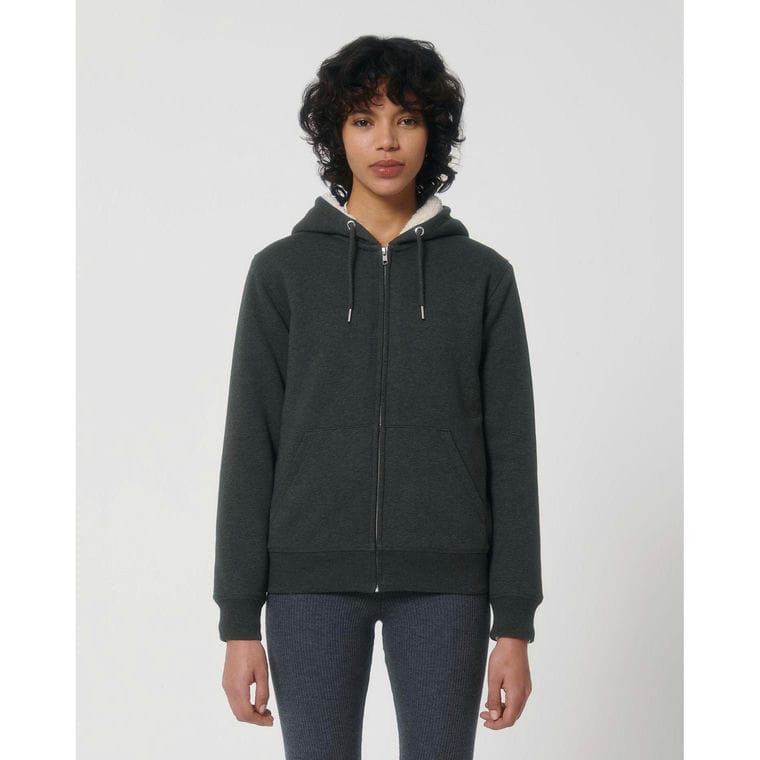 Hanorac cu glugă unisex cu fermoar Hygger Sherpa Dark Heather Grey M