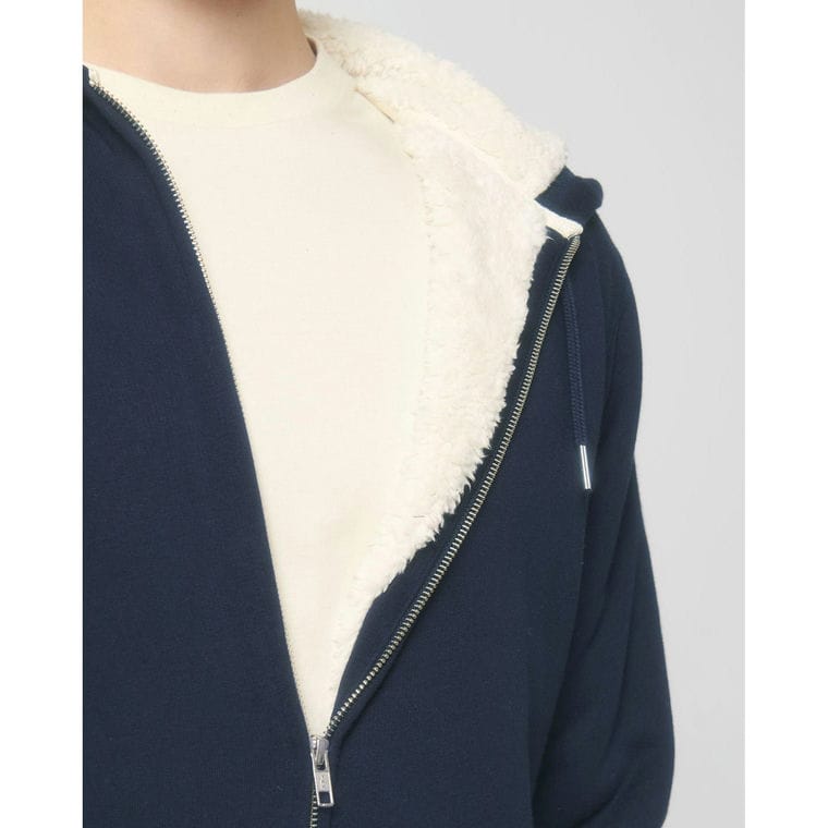 Hanorac cu glugă unisex cu fermoar Hygger Sherpa French Navy L