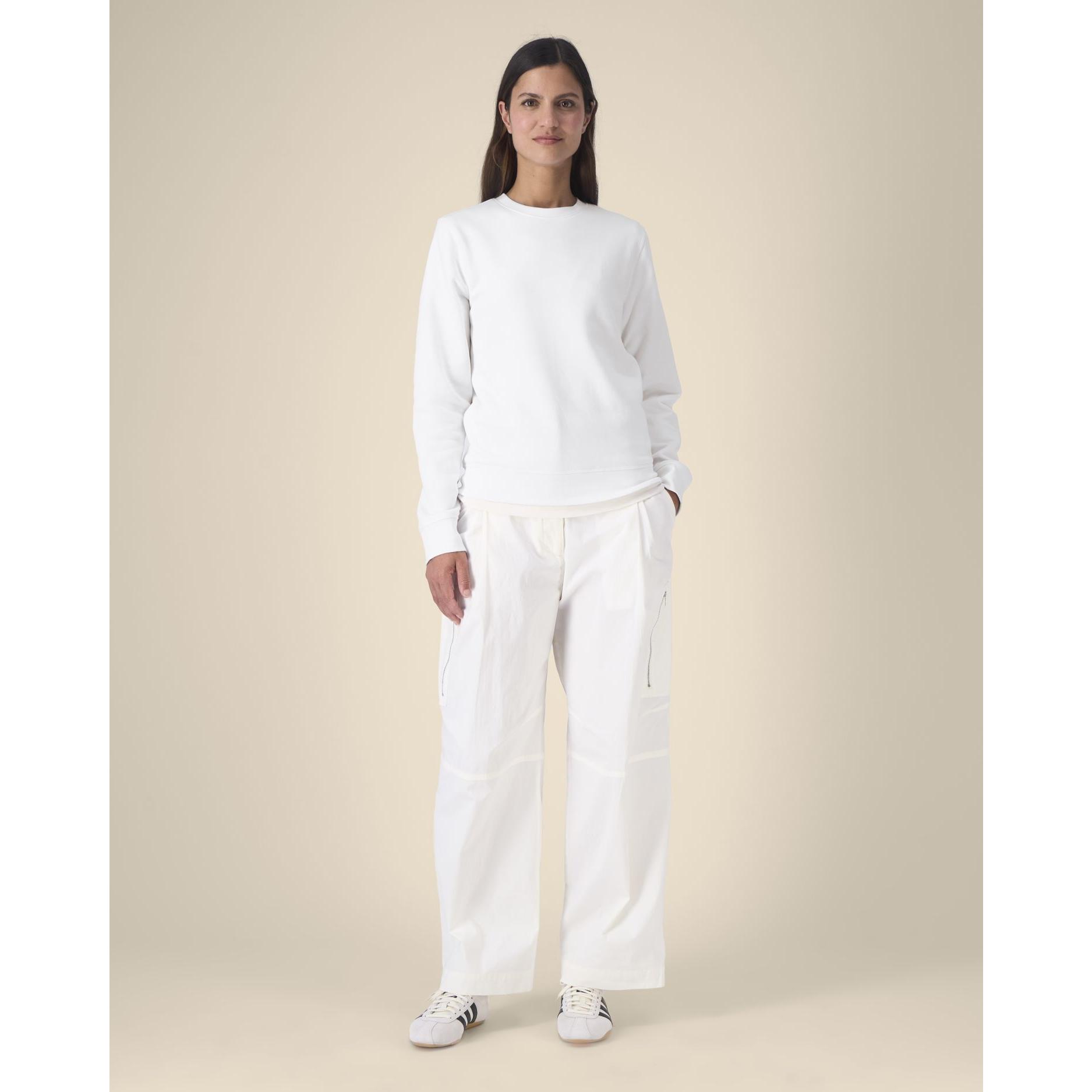 Bluză cu guler rotund Unisex Roller White L