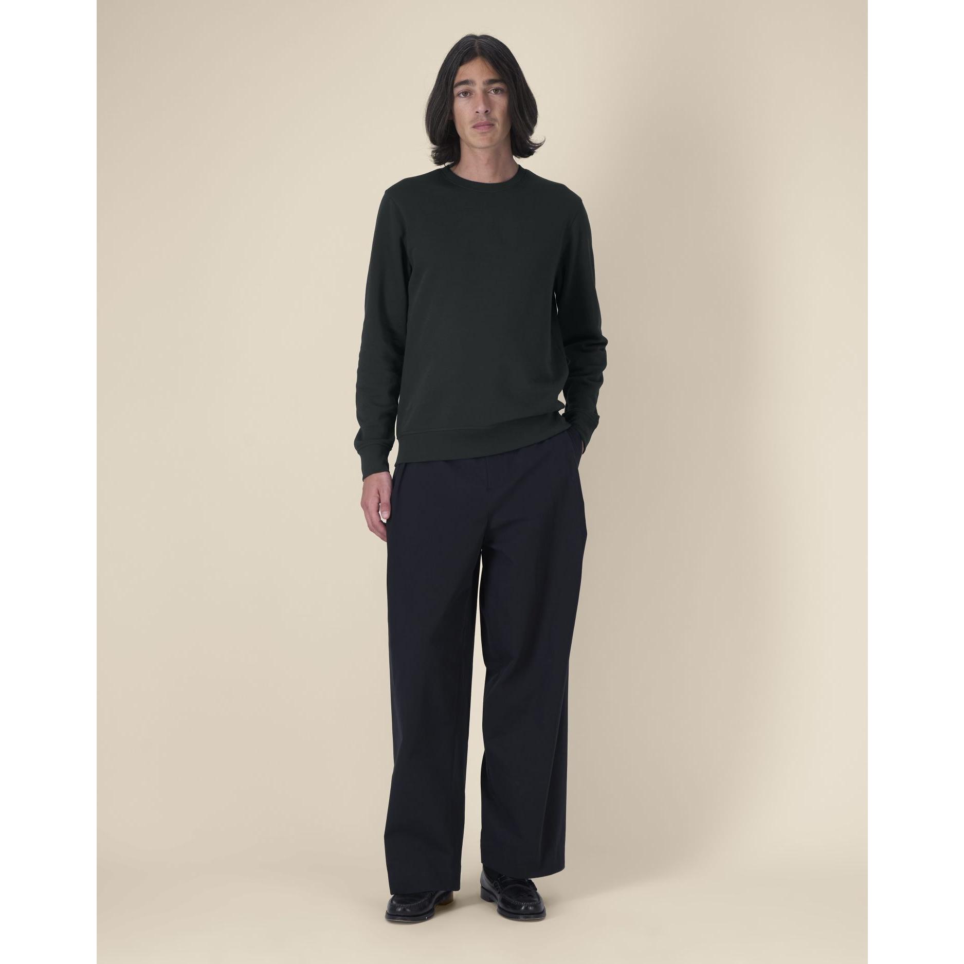 Bluză cu guler rotund Unisex Roller Black 4XL