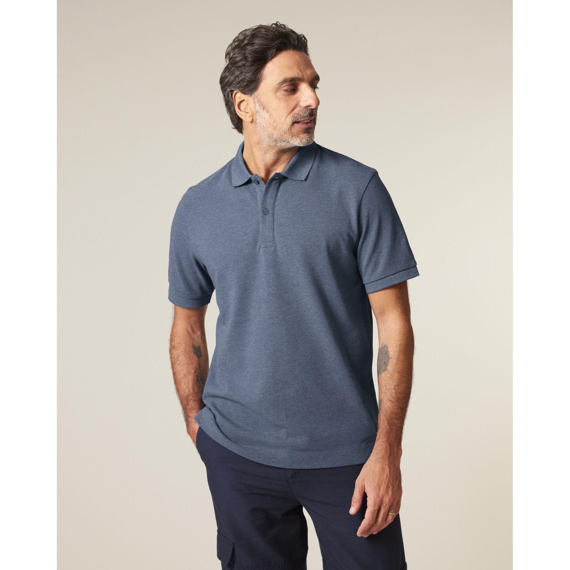 Tricou polo unisex Prepster 2.0 Dark Heather Blue 2XS