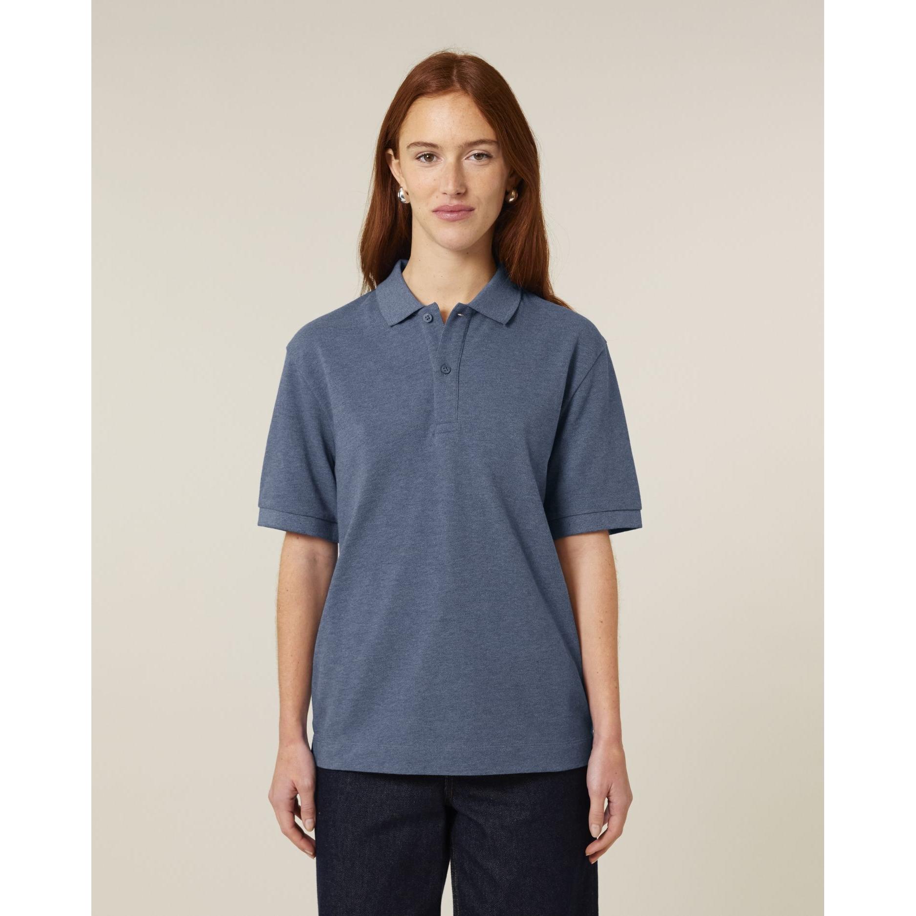 Tricou polo unisex Prepster 2.0 Dark Heather Blue 2XS
