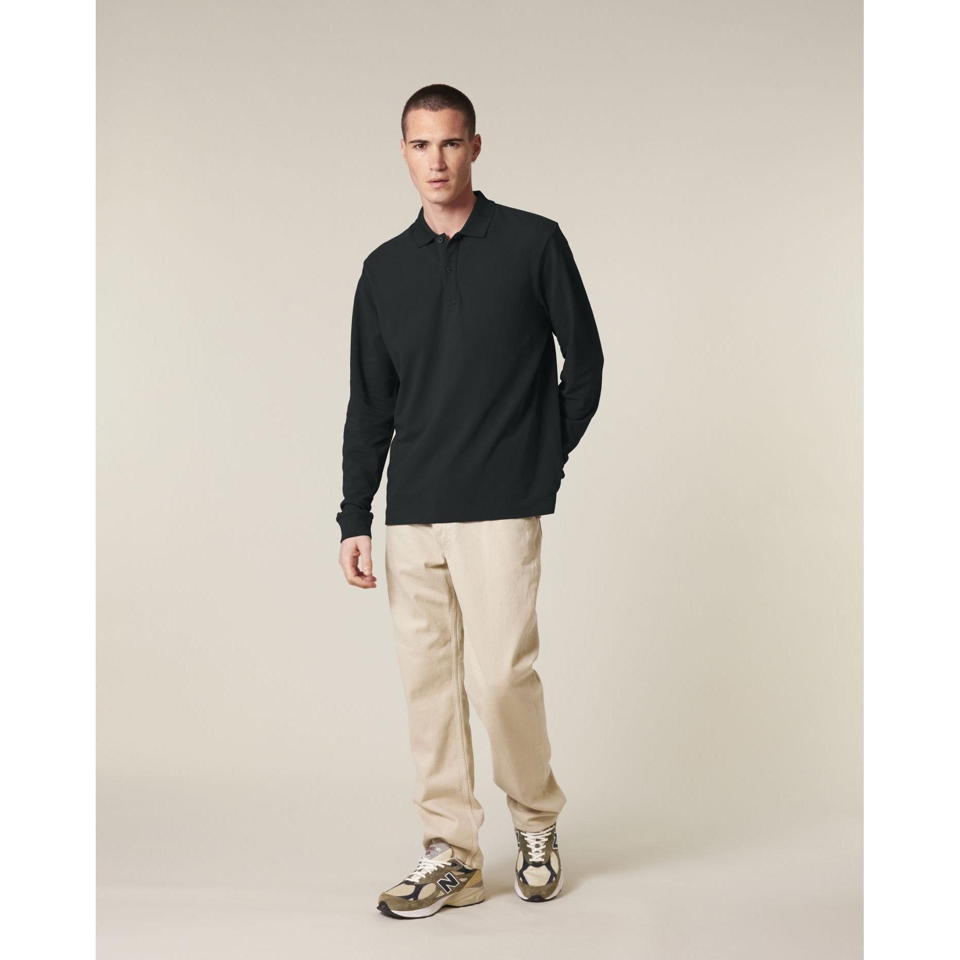 Tricou polo cu mânecă lungă Unisex Prepster 2.0 Black S