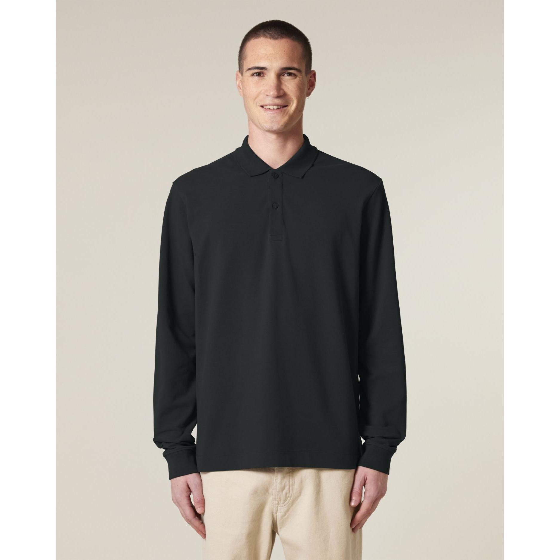 Tricou polo cu mânecă lungă Unisex Prepster 2.0 Black S