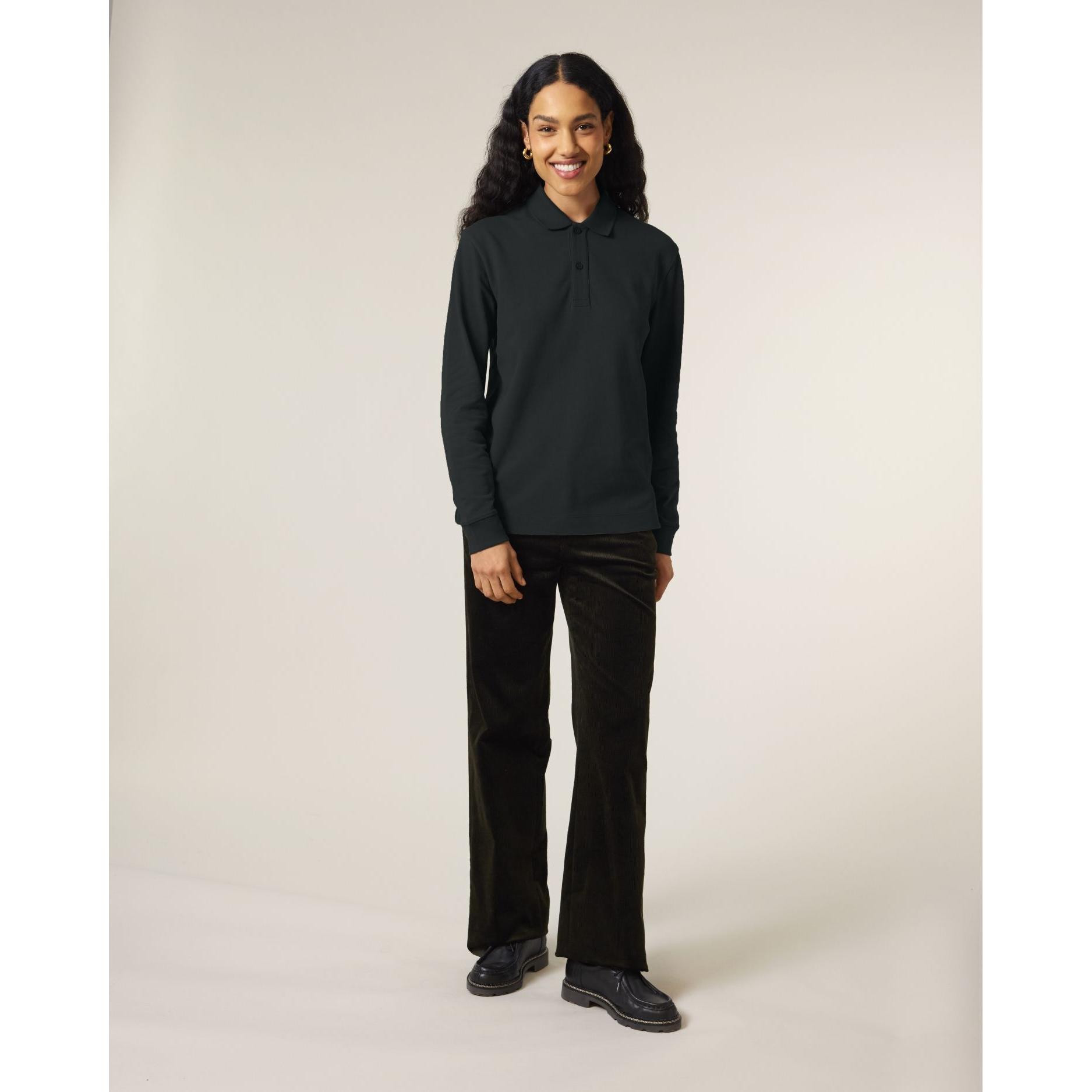 Tricou polo cu mânecă lungă Unisex Prepster 2.0 Black S