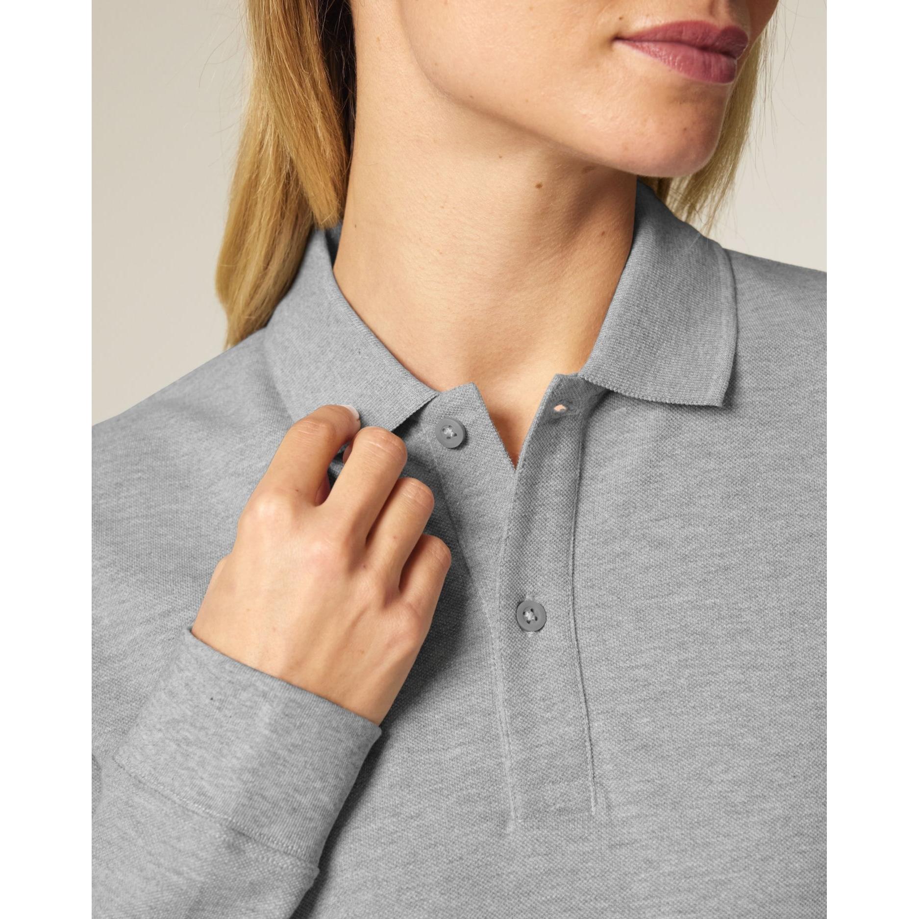 Tricou polo cu mânecă lungă Unisex Prepster 2.0 Heather Grey 2XS