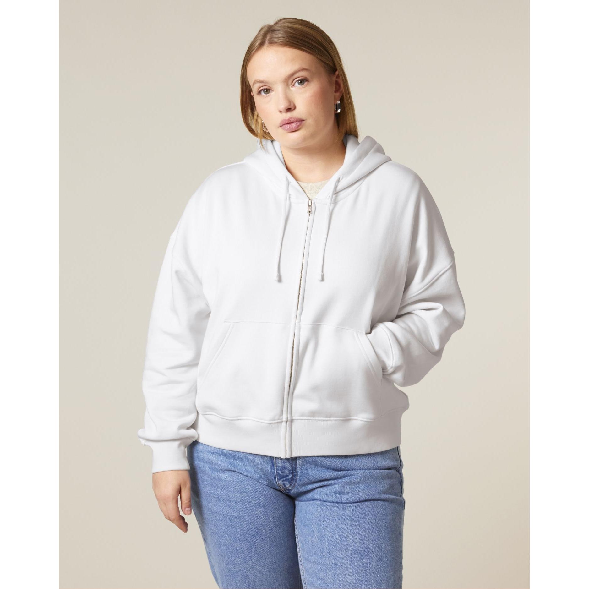 Hanorac cu fermoar pentru femei Stella Ida White L