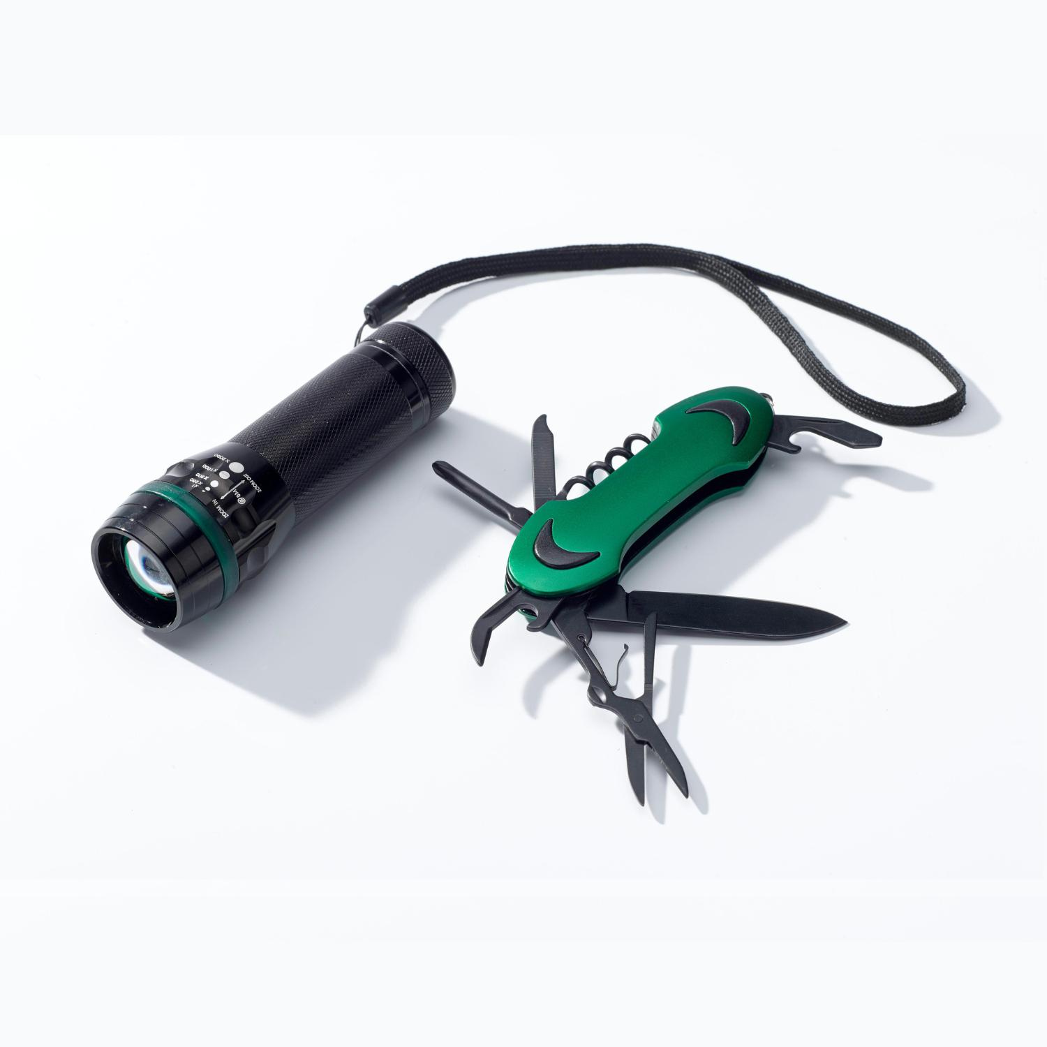 Set lanternă cu led și briceag COLORADO I Verde