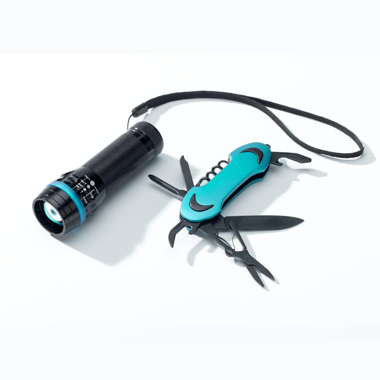Set lanternă cu led și briceag COLORADO I Turcoaz