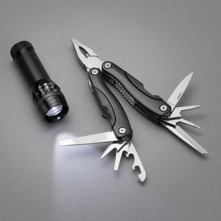 Set lanternă și multitool mare COLORADO II Negru