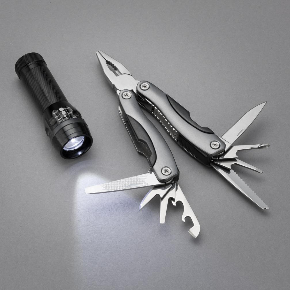 Set lanternă și multitool mare COLORADO II Gri
