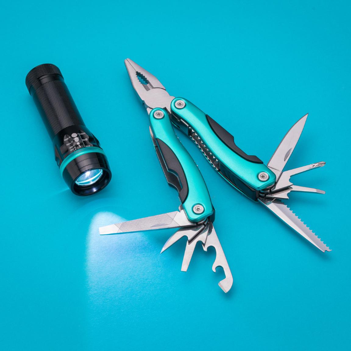 Set lanternă și multitool mare COLORADO II Turcoaz
