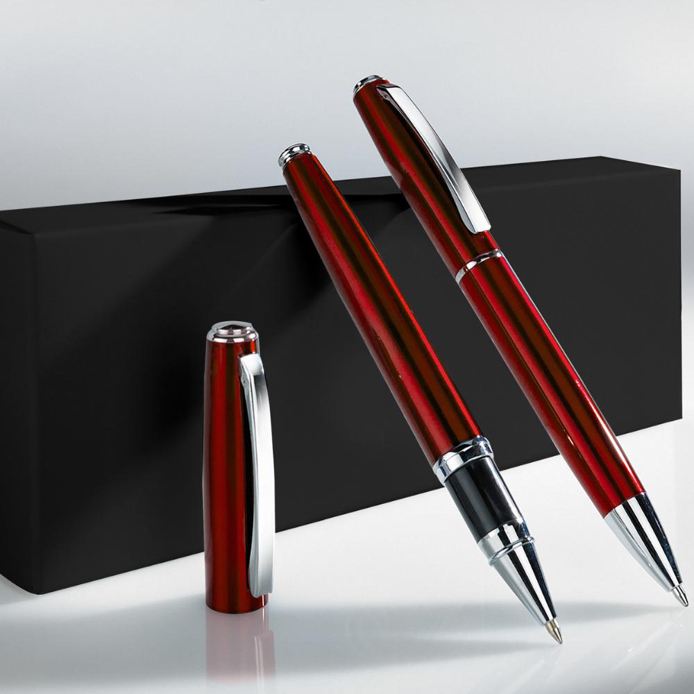 Set de scris metalic cu stilou și pix PRIMO Rosu