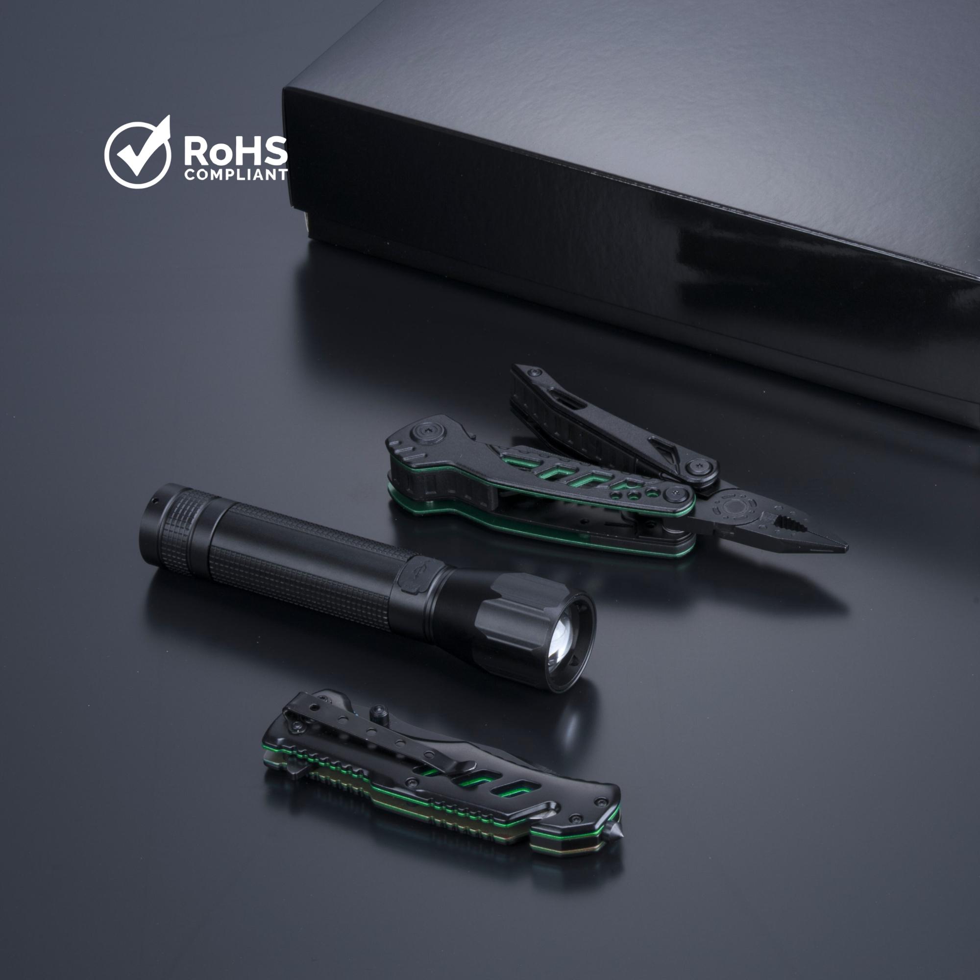 Set instrument multifuncțional, cuțit de salvare și lanternă mare Optima Set III Verde