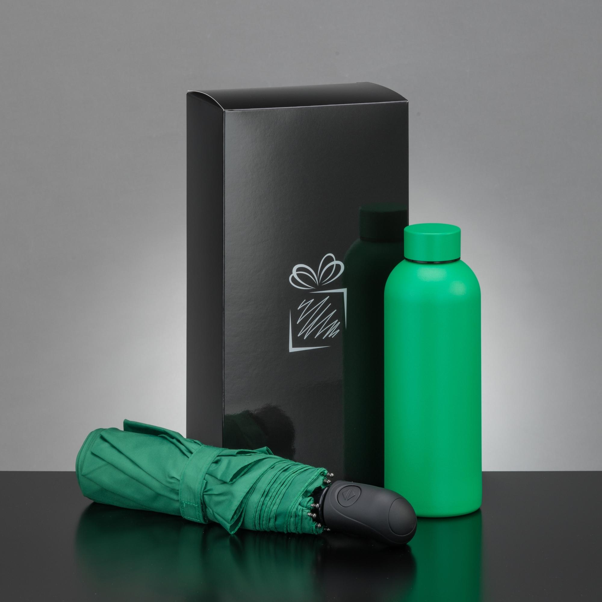Set sticlă termică și umbrelă automată Active Set Verde deschis