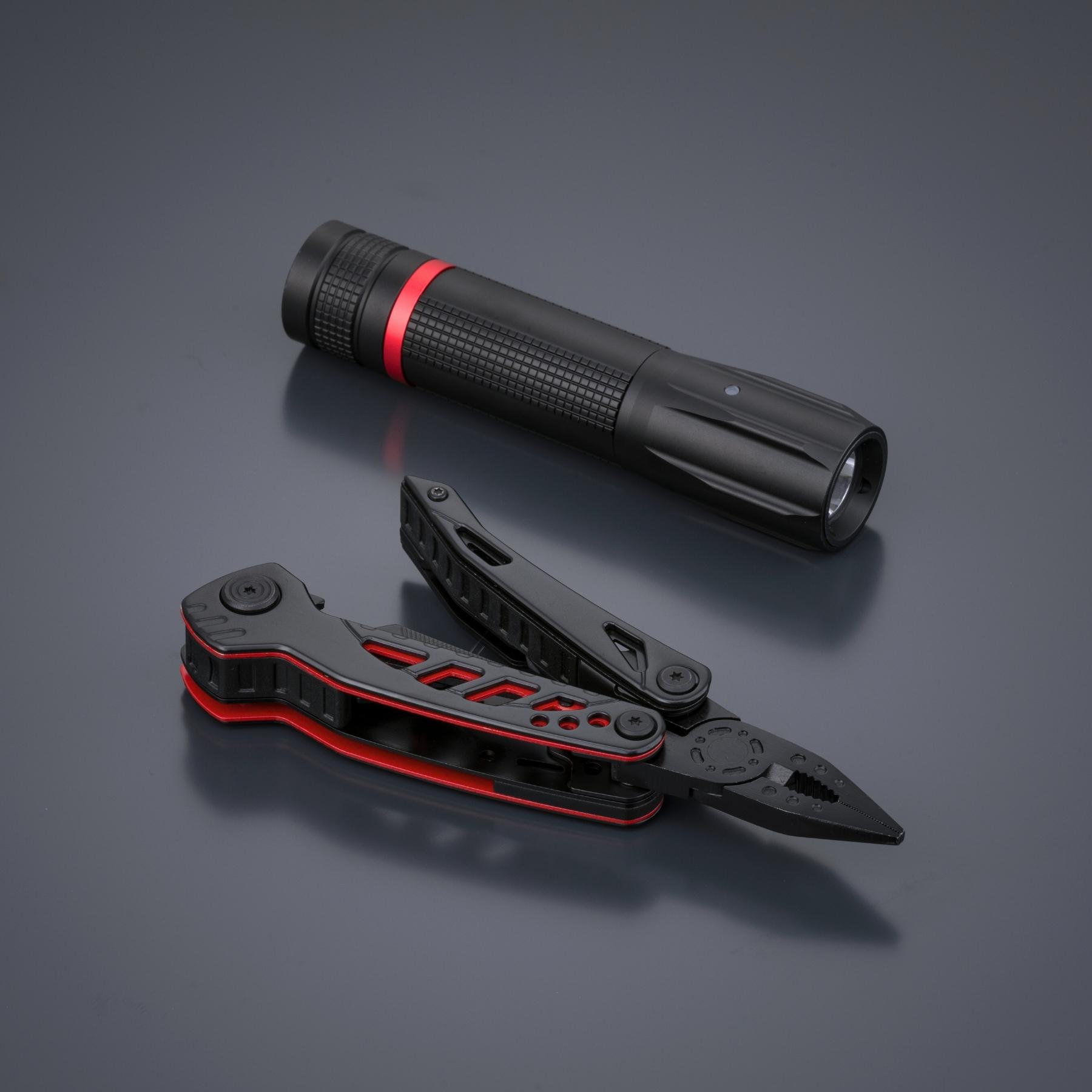 Set Optima Color II: multitool și lanternă mică Rosu