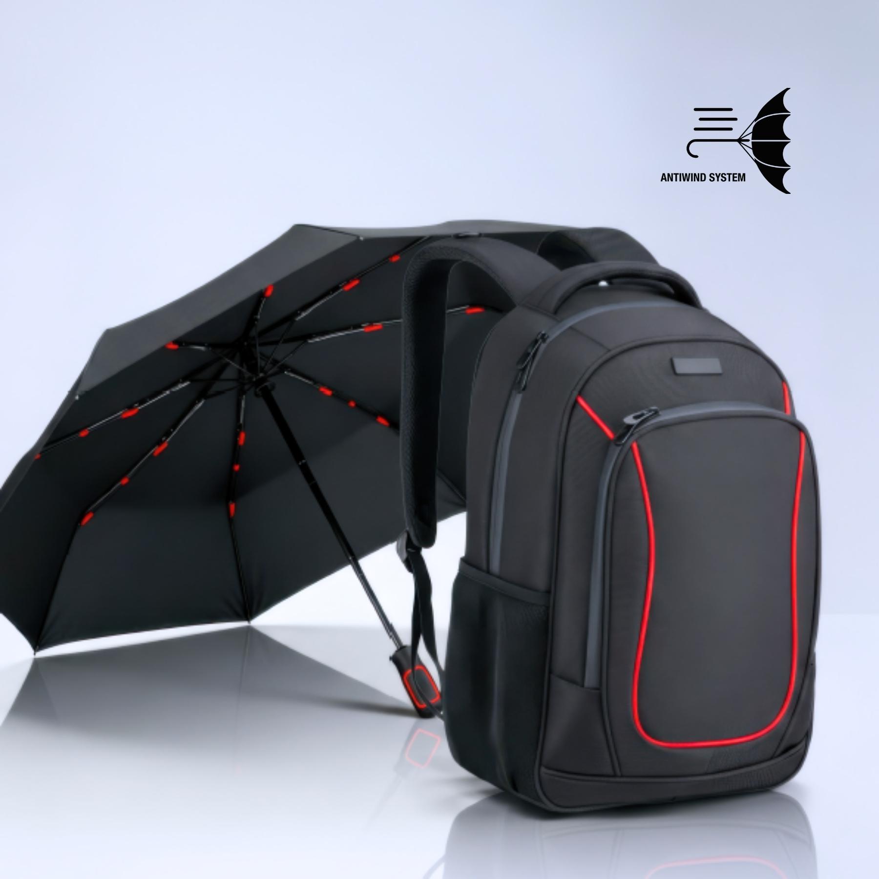 Set Dynamic: rucsac business 15” și umbrelă automată Rosu