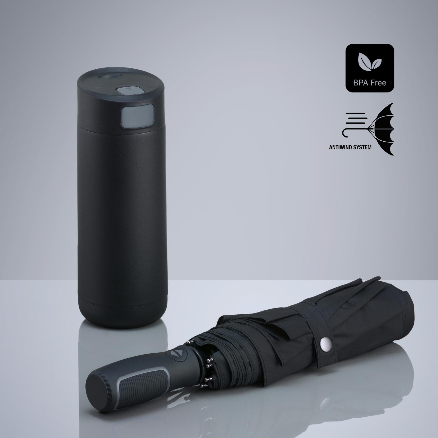 Set Dynamic: cană de cafea 450 ml și umbrelă automată