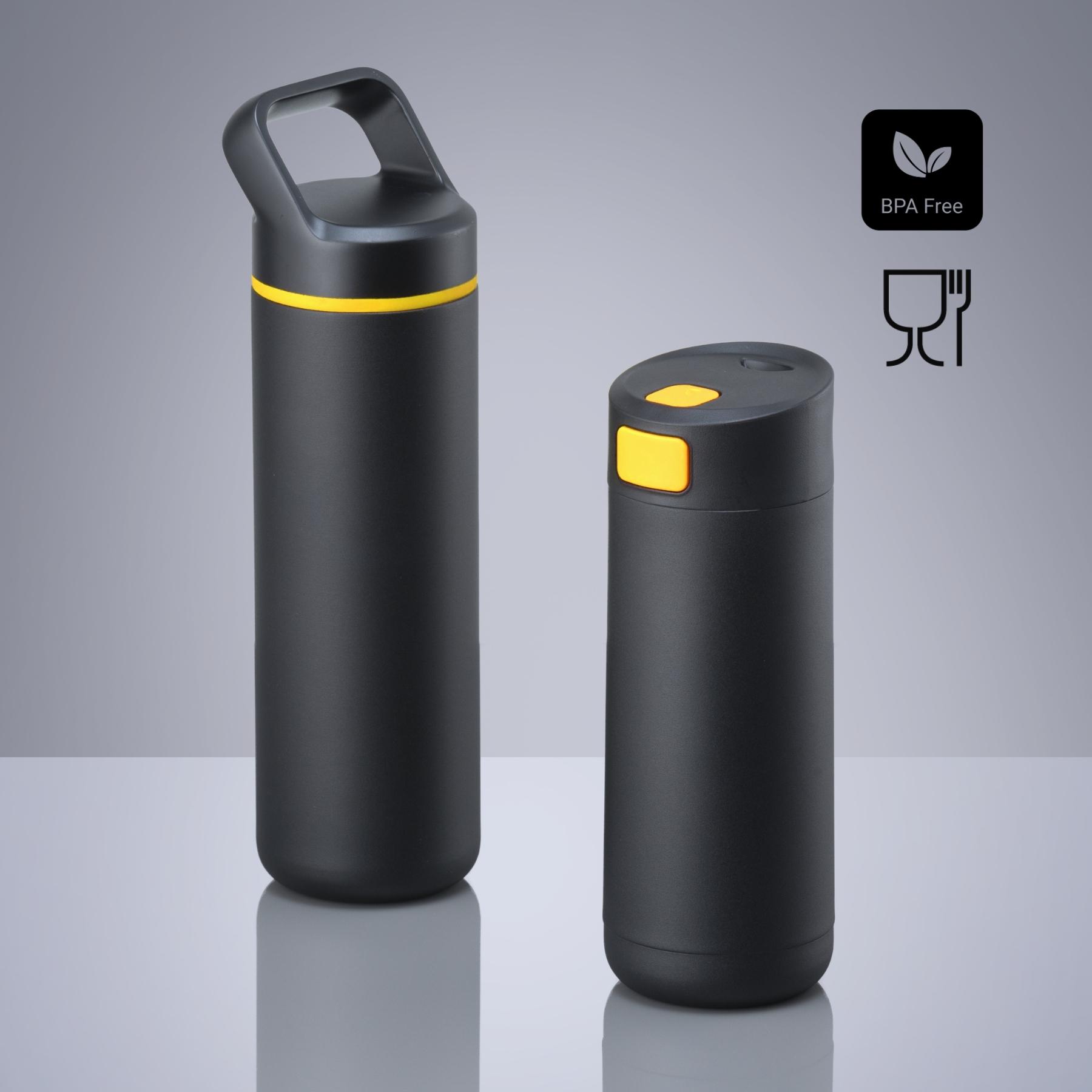 Set Expedition: cană de cafea 450 ml și sticlă din oțel 650 ml Galben