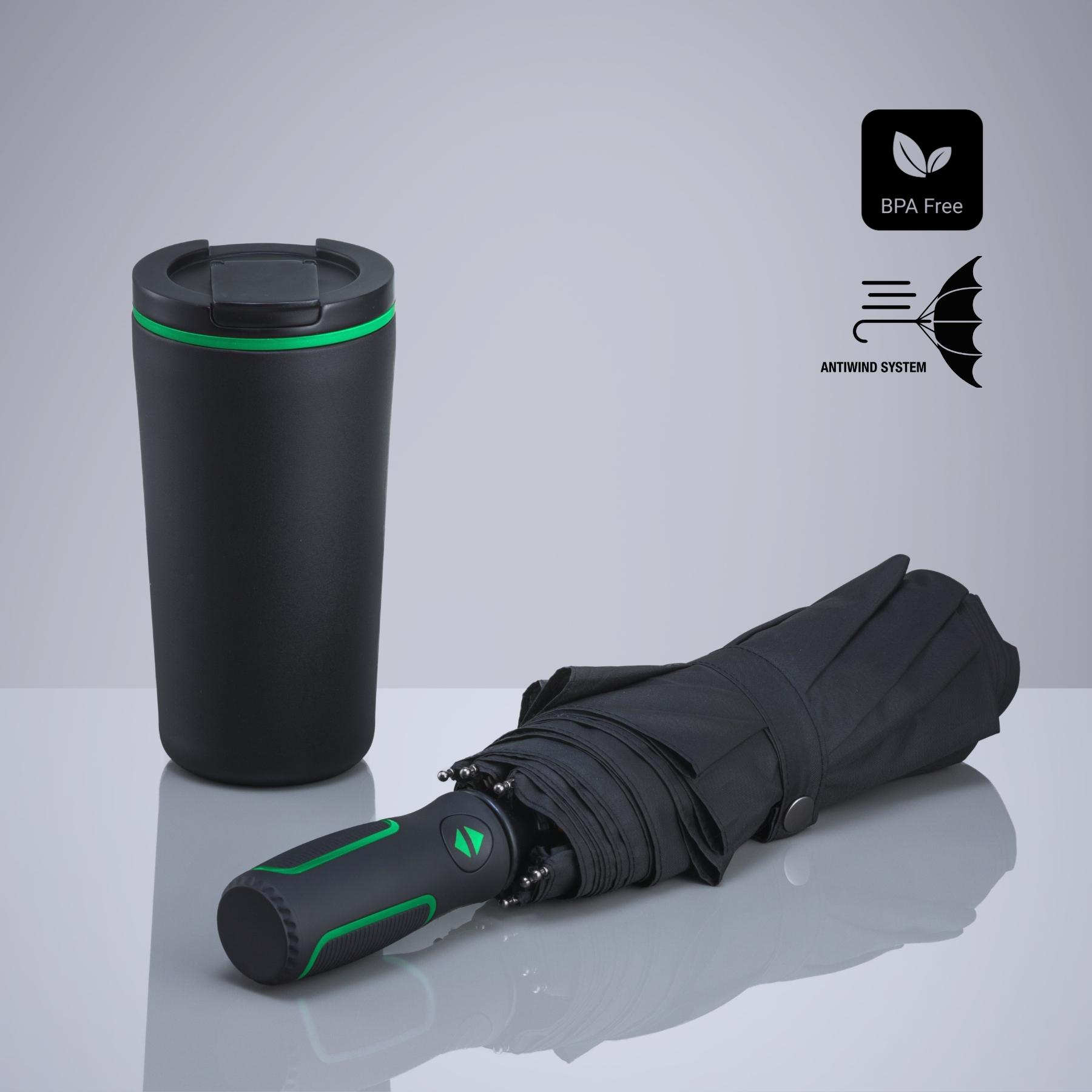 Set Travel: cană termică 370 ml și umbrelă automată