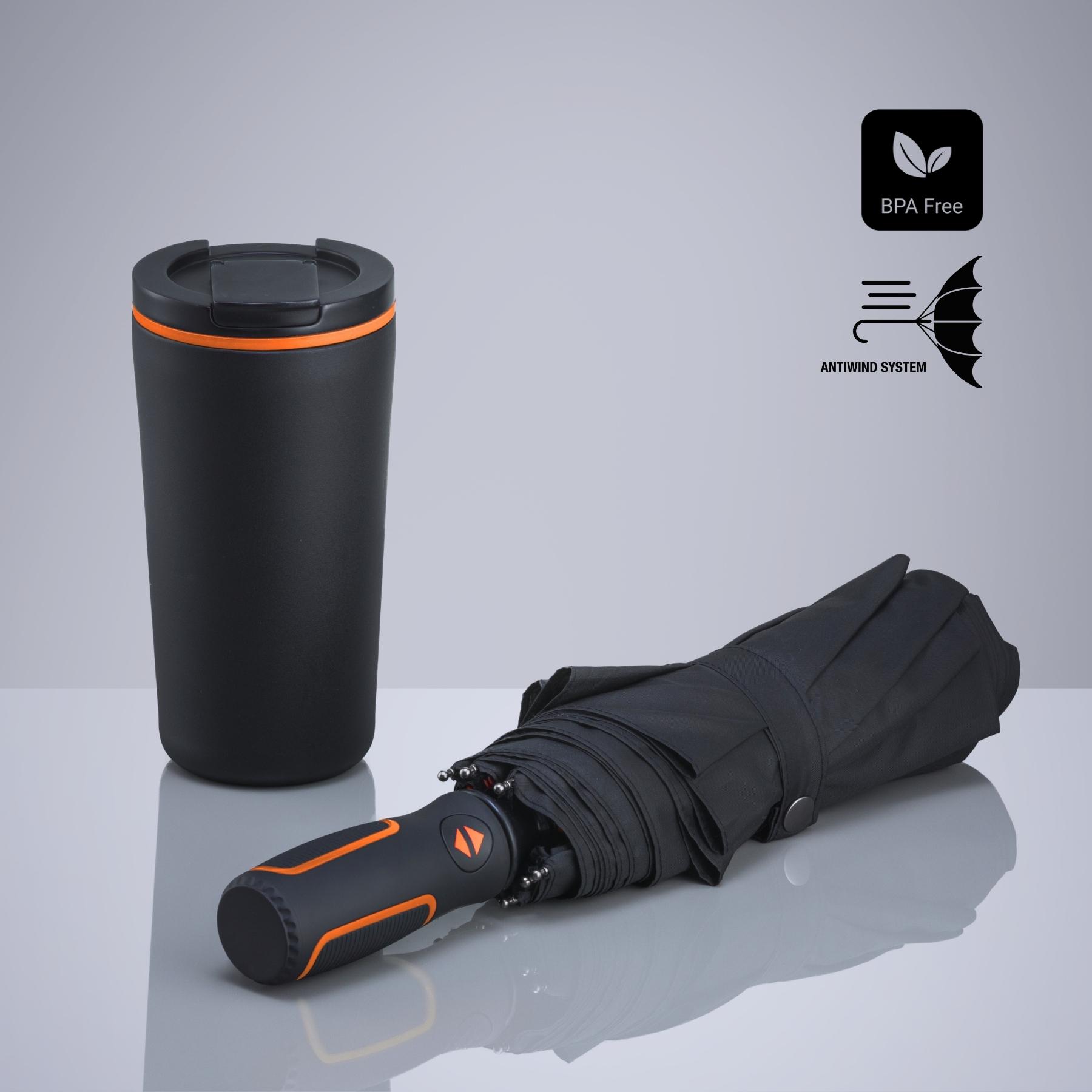 Set Travel: cană termică 370 ml și umbrelă automată