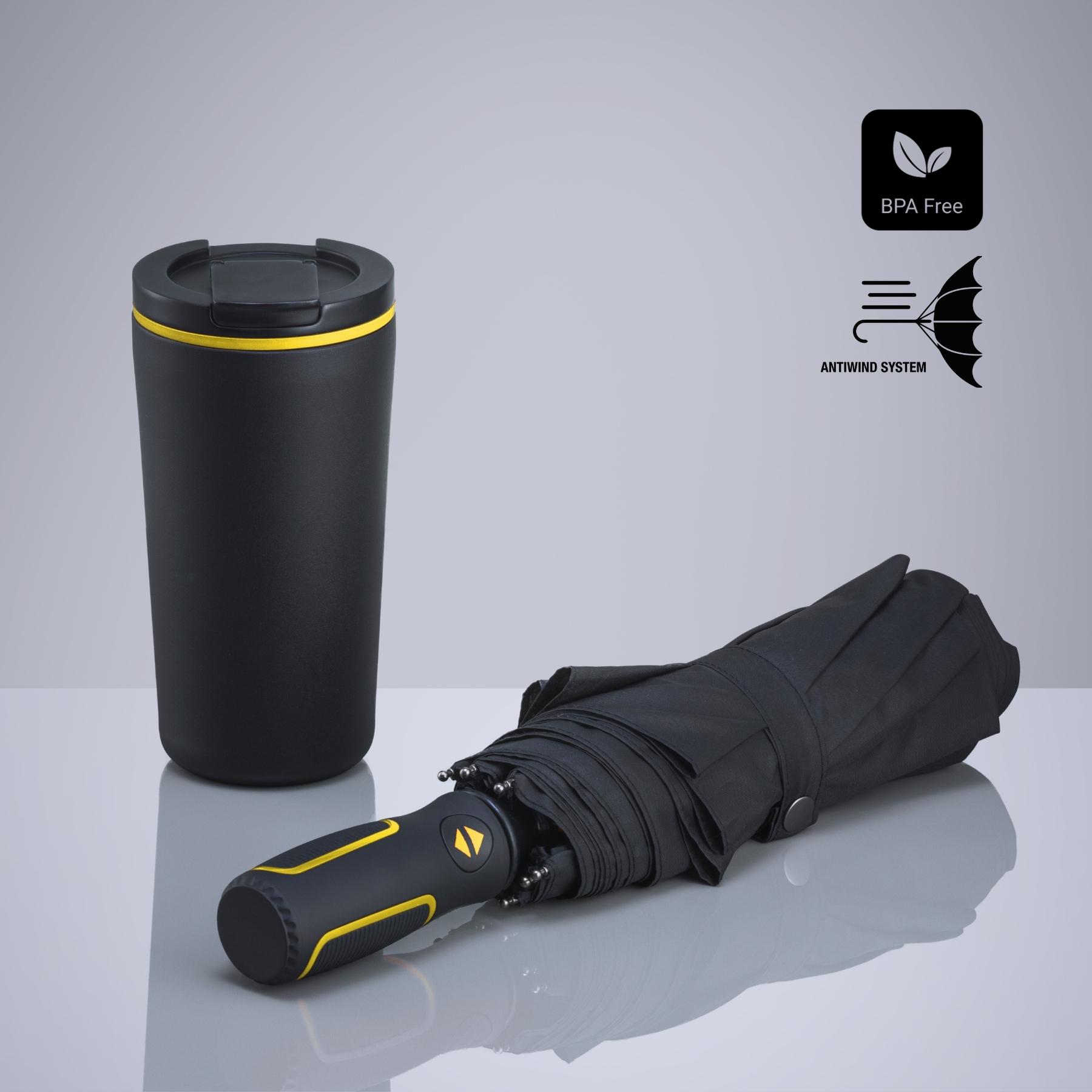 Set Travel: cană termică 370 ml și umbrelă automată
