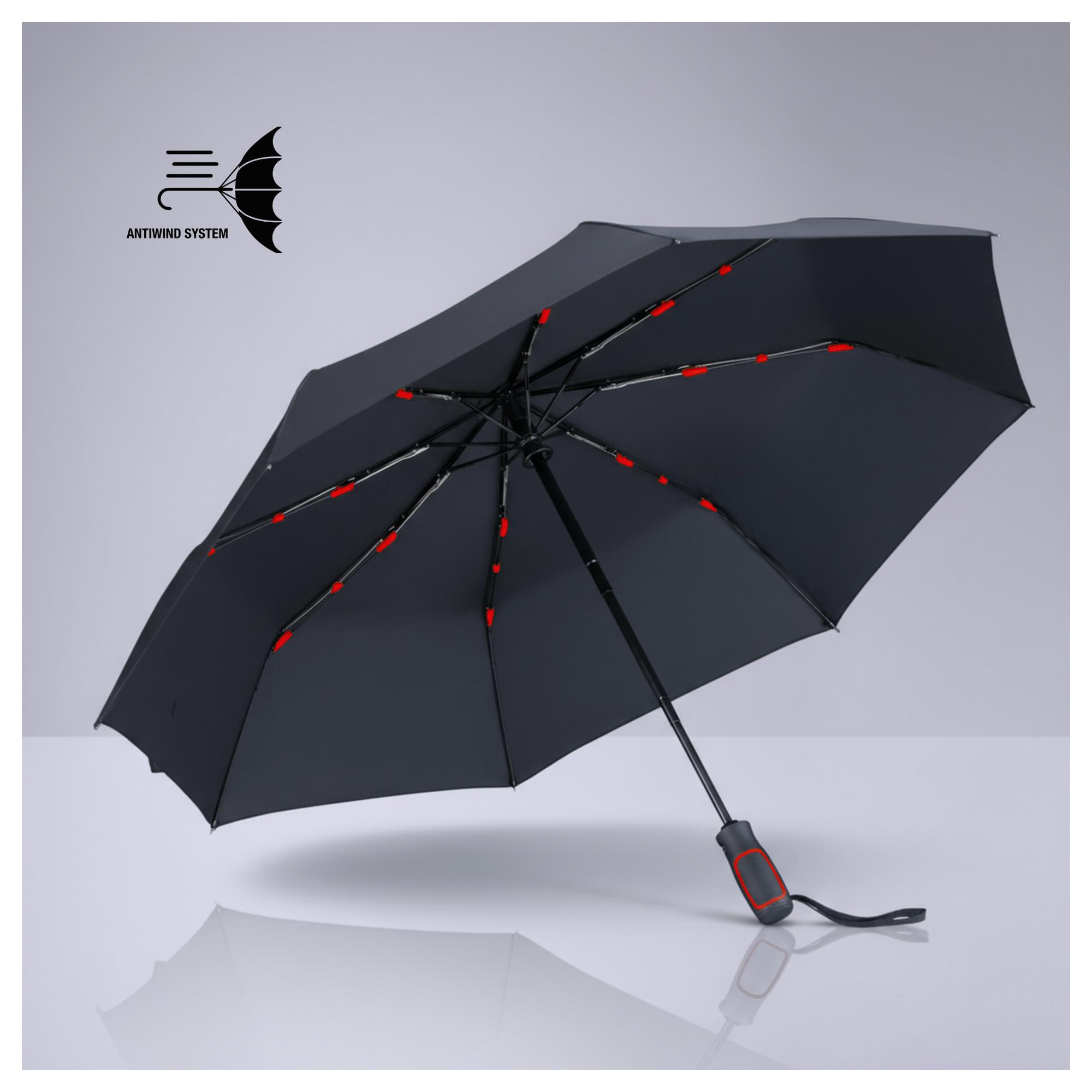 Set Outdoor: sticlă din oțel pentru apă 650 ml și umbrelă automată Rosu Rosu