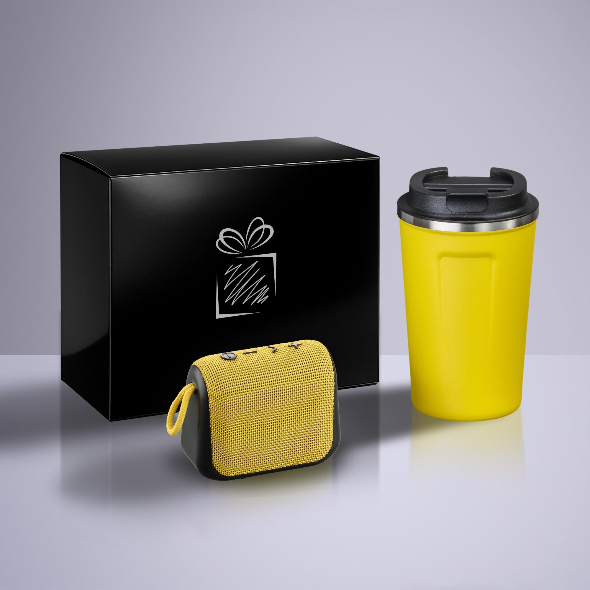 Set Everyday: cană termică Nordic 350 ml și difuzor wireless Galben Galben