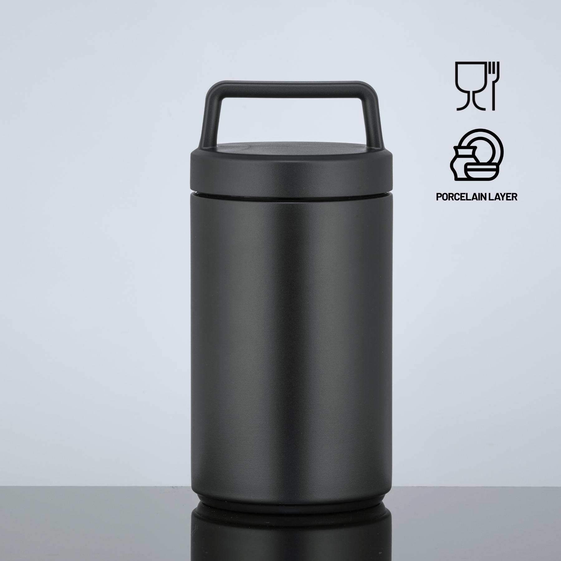Set Porcelain: cană termică 630 ml și recipient pentru alimente 800 ml cu strat de porțelan Negru Negru