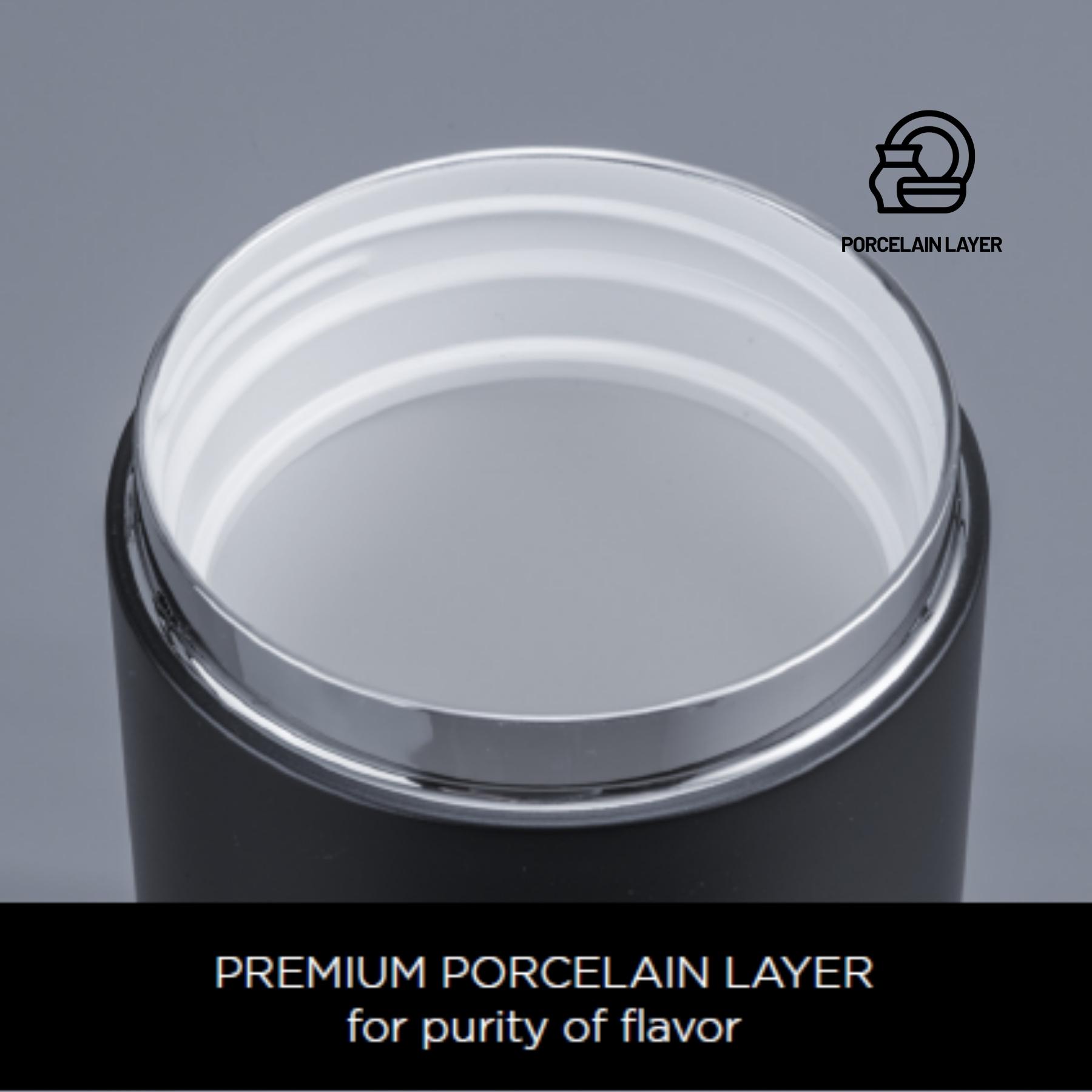 Set Porcelain: cană termică 630 ml și recipient pentru alimente 800 ml cu strat de porțelan Negru Negru
