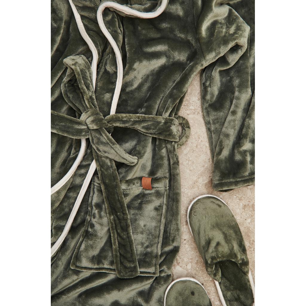 Halat de lux din pluș GRS RPET, mărimea S-M VINGA Louis green