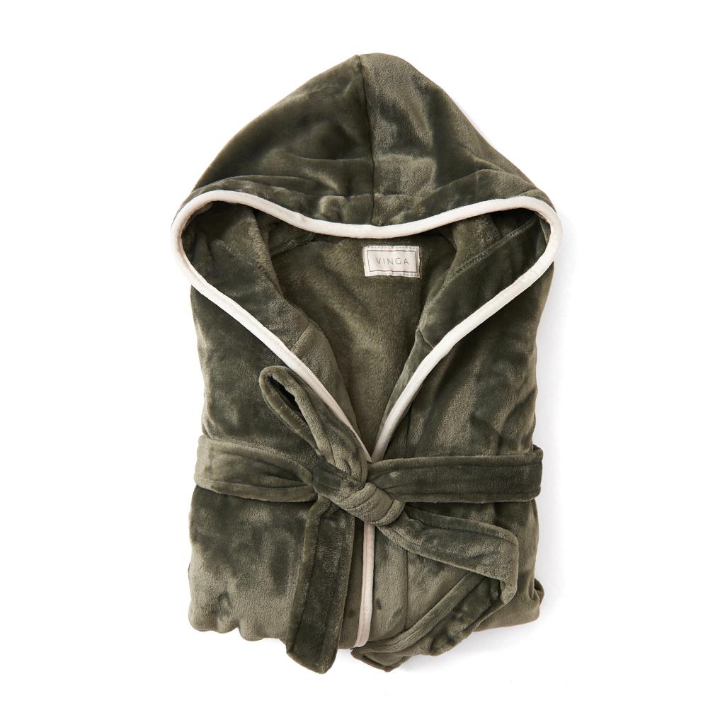 Halat de lux din pluș RPET, mărimea L-XL VINGA Louis green