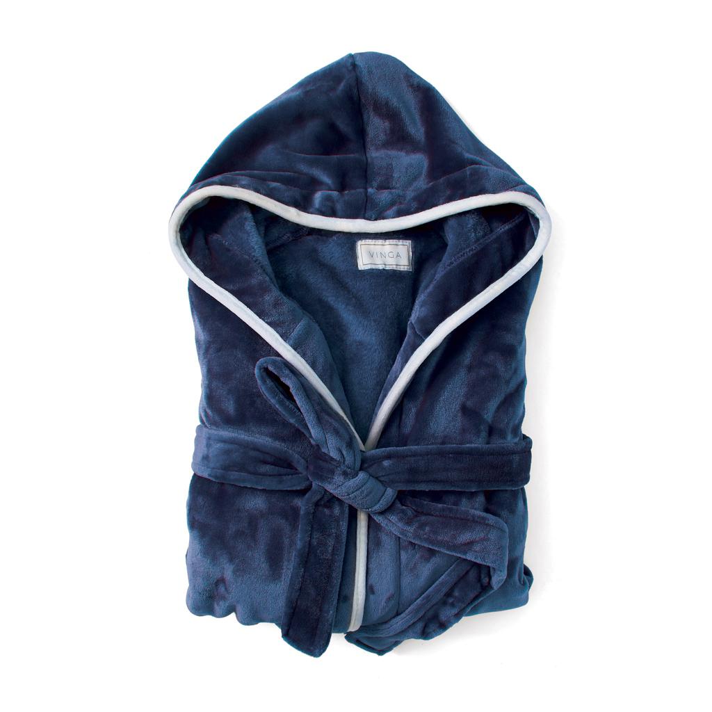 Halat de lux din pluș RPET, mărimea L-XL VINGA Louis navy