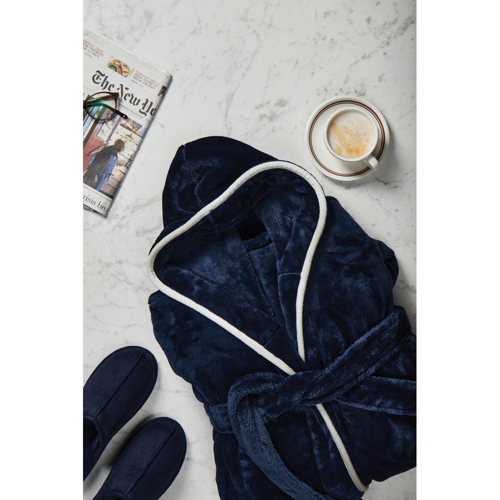 Halat de lux din pluș RPET, mărimea L-XL VINGA Louis navy